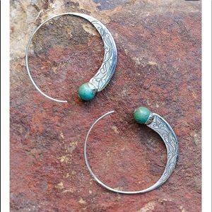 🍁Vintage jewelry turquoise capricorn hoop earrings stud ear wedding gifts